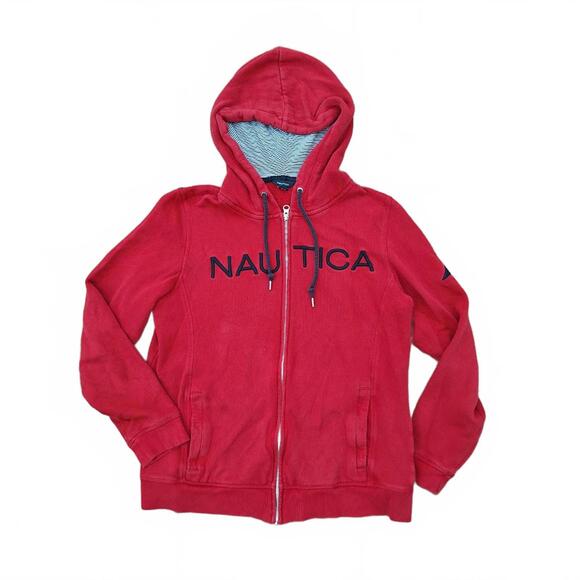 Nautica Other - Nautica Red Full Zip Hoodie Sweatshirt with Embroidered Logo Size L